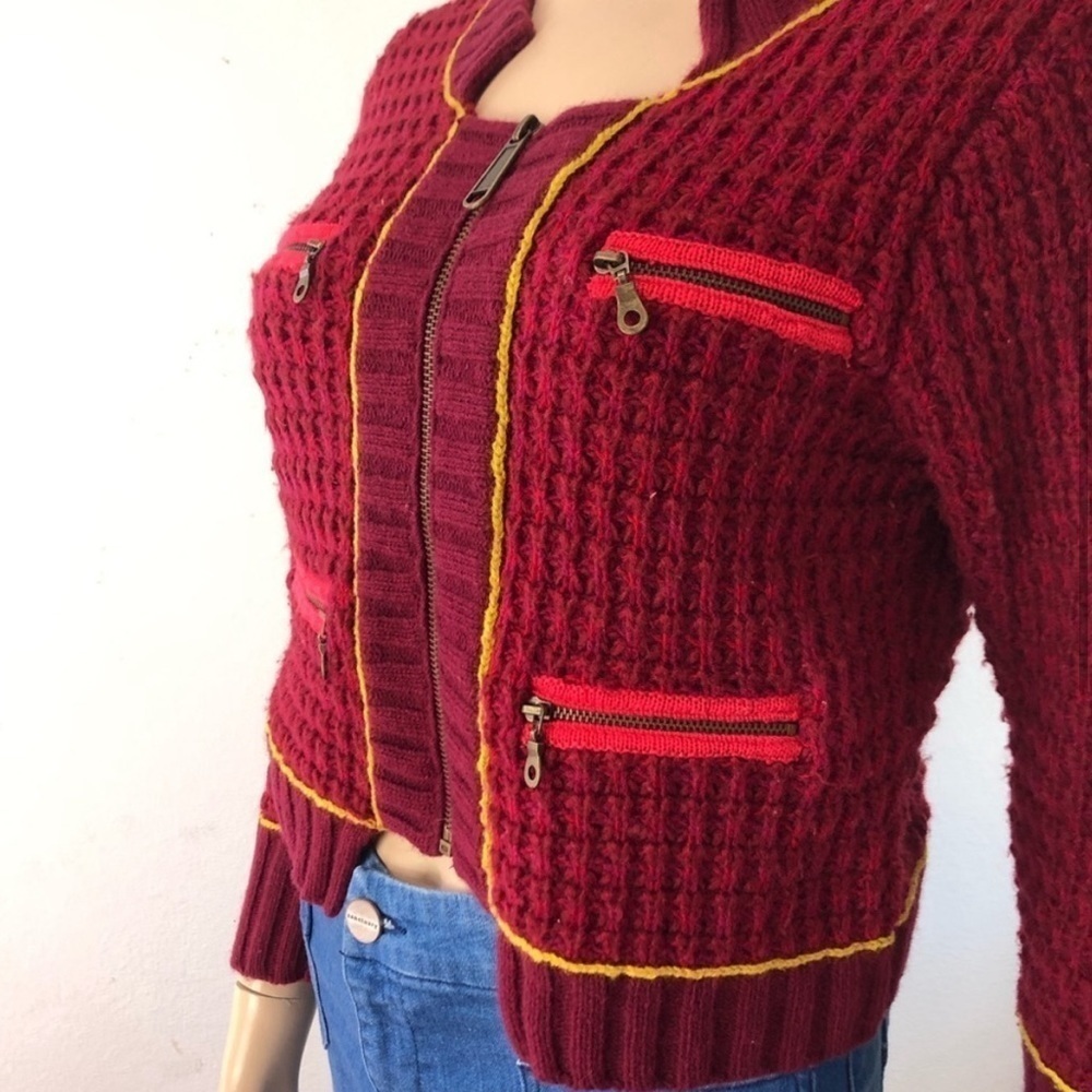 Free People thick knit cardigan front zipper wool blend - Picture 4 of 16